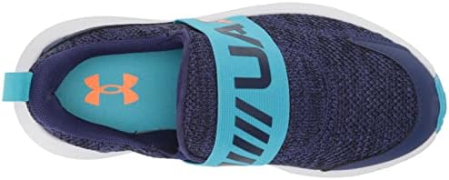 Under Armour Boy's Grade School Surge 3 Slip On Running Shoe, Sonar Blue/Blue Surf/Orange Blast, 4 Big Kid