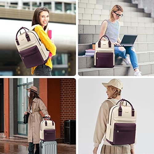 Backpack de laptop LoveVook para mulheres de 15,6 polegadas de laptop com porto USB, Moda de mochilas à prova d'água