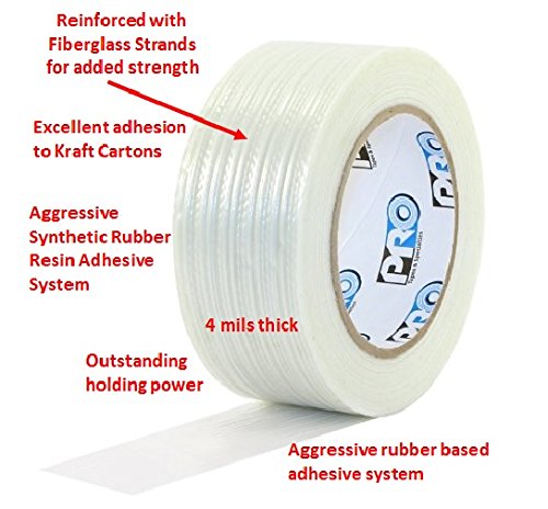 Protapapes Pro 180 Filamento de Rubber Economia sintética Fita reforçada de amarra com apoio de polipropileno, 60 jardas de comprimento x 1/2 Largura