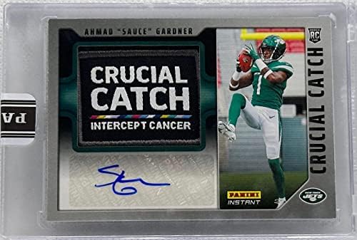 Molho Ahmad Gardner 2022 Panini Instant Catch Catch 1/1 Cartão automático de Rookie #CCA3 - Cartões de estreia autografados de futebol cortados