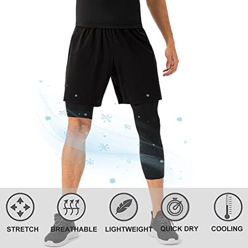 Landunsi 2 embalam as calças de compressão de uma perna para masculino de basquete 3/4 Capri Leggings Athletic Base Camada para corrida de esportes