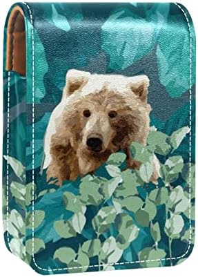 Caixa de batom de Oryuekan, bolsa de maquiagem portátil fofa bolsa cosmética, organizador de maquiagem de suporte de batom, desenho animado de animais de urso de animais adorável