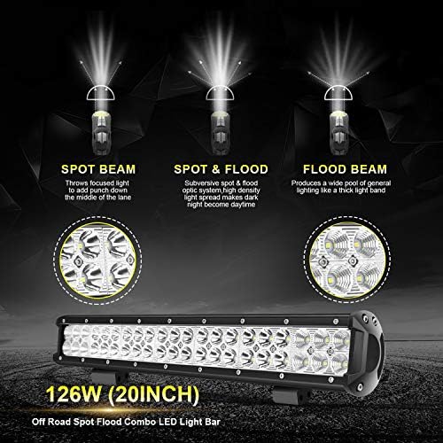 Barra de luz LED de 20 polegadas de 20 polegadas 126W Combinamento de inundação de inundação barra de led 2pcs 4 polegadas