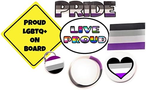 Prendealicious LGBT bissexual 7 Item Pacote de coisas do orgulho gay - 1 1/2 polegada - 1/2 polegada de keychain- Fabric