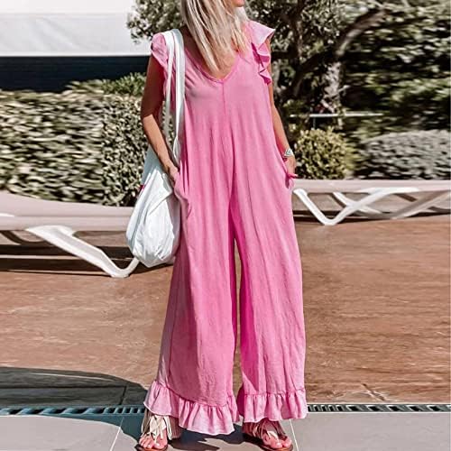 macacões hopolsy para mulheres folggy profundo em pescoço largo rudper rodper verão casual sexy color sólido mangas com traje de