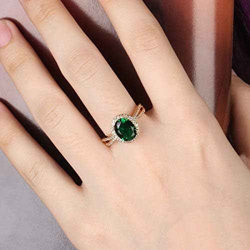 Impressionante noiva oval verde esmeralda cristal ouro eternidade jóias de casamento