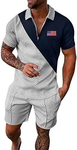 Terno de verão Homem masculino Camisa e shorts casuais de manga curta define roupas de verão de duas peças.