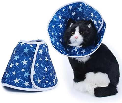 Eastvita Recuperative Cat Cone Cat Star colares elisabetanos Cola à prova d'água Anti-lambida CONE DE CAT DE RECUPLAÇÃO Após a cirurgia para Kitte Blue S