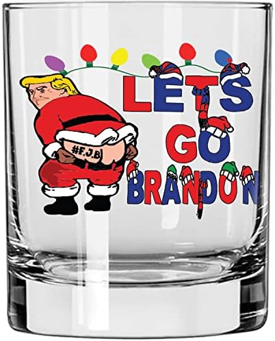 Patriots Cave LGB Trump Papai Noel Glass de Natal | 11 Oz Bourbon Whisky Rock Glass | Romance de degustação de uísque de