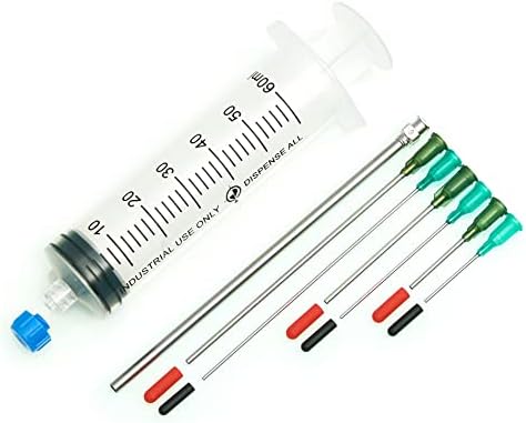 Dispense tudo - o único kit de seringa industrial de 60 ml - com 7 dicas de distribuição; 5 8g, 4 + 2 + 1 14g e 18g,
