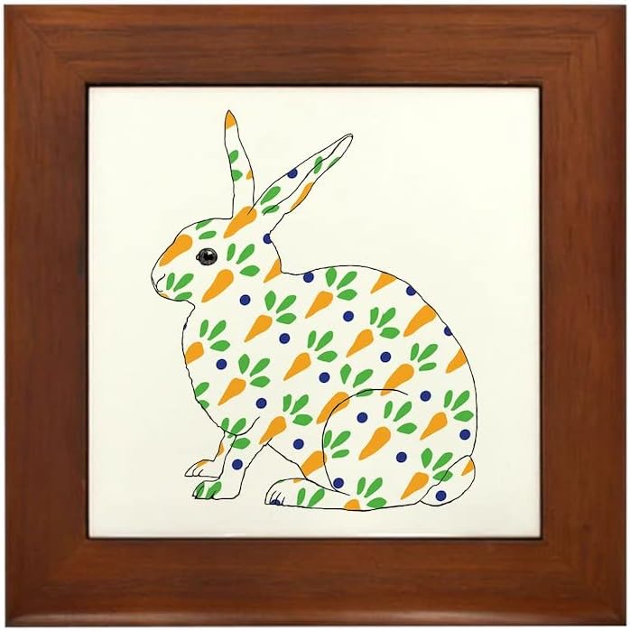 Cafepress Cenout Calico Rabbit emoldurado ladrilho emoldurado, parede de ladrilhos decorativos pendurados