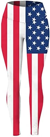 4 de julho Leggings for Women American Flag High Caist Yoga Leggings Leggings Ultra Soft elástico calças esportivas esportivas