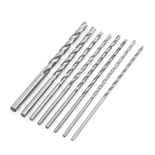 8pcs 200mm de broca de torção de haste reta Alongamento de alta velocidade Twist Drill Ferramel 4-10 mm, usado para plástico de madeira e alumínio