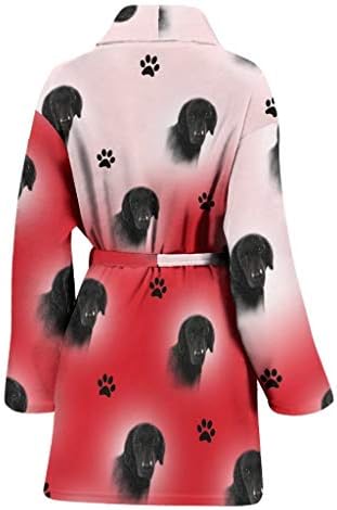 Impressionante de cachorro de penteado com revestimento encaracolado incrível em manto de banho feminino vermelho/branco