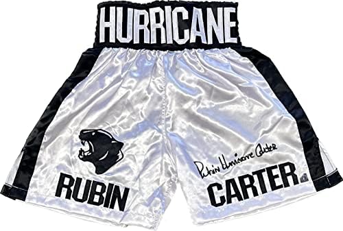 Rubin Hurricane Carter assinou troncos de boxe autografados JSA autenticados - vestes de boxe autografadas e troncos