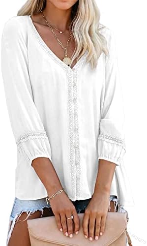 Roupas Moda V Moda V Capri Capri Blouse Casual Camisa para meninas Manga comprida 3/4 Manga Camista Fall Summer Ladies 10