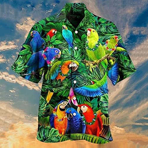 Camisas havaianas ubst para homens impressão tropical de árvores de verão Button de manga curta para baixo Aloha Tops Fit Fit Beach Shirt