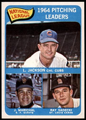 1965 Topps 10 líderes de arremesso NL Juan Marichal / Larry Jackson / Ray Sadecki Cubs / Giants / Cardinals Dean's Cards 5 - Ex Cubs