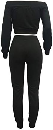 Oluolin Women Women Sexy Manga longa Duas peças Roupa de traje de traje de traje de massa casual do ombro