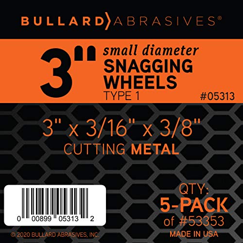 Bullard Abrasives 53353, Desempenho de Lightning, Ta36t, Rodas de pretensão de pequeno diâmetro, 3 x 3/16 x 3/8, T1