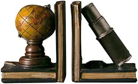 Xiaoheshop Livros para mesa e estantes de livros Livros Creative Retro Book termina Bookshelf Globe Decoration Bookend Office