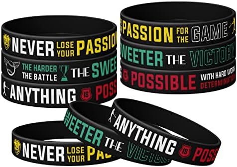 Pulseiras de silicone para festa de aniversário de beisebol com citações de esportes motivacionais, pulseiras de silicone inspiradoras