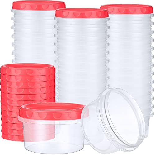 Sieral 36 pacote de 8 oz/ 250 ml reutilizável pequeno contêiner de armazenamento de armazenamento de plástico de plástico Twist Top Top Deli Jars com tampa de parafuso para alimentos redondo lanches de almoço de boca larga