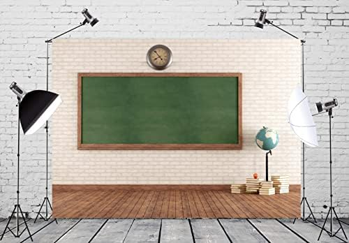 Beleco 12x10ft Fabric School Sala de aula Remofboard cenário vintage Sala de aula de aula Blackboard Brick Wall Wood Floor fotografia