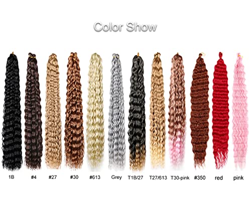 Extensões de cabelo de crochê a granel de onda de água sintética para mulheres 120 g/pc 30 polegadas de onda de onda profunda longa cabelos ondulados 3pcs vermelho