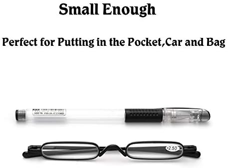 Zuvgees fácil Carry Mini Compact Slim Reading Glasses - Leitores portáteis de peso leve com estojo de tubo de clipe de caneta com