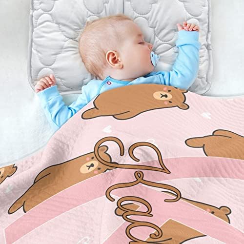 Urso fofo personalizado unissex fofo cobertor de bebê para berço personalizado cobertor de criança para creche com cobertor de segurança de material grosso e macio para carrinho de presente decorativo Travel