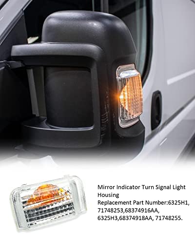 Yuantuo Driver Indicador do espelho lateral esquerdo Habitação de sinal de luz de giro, cabe para Promaster 1500 2500 3500