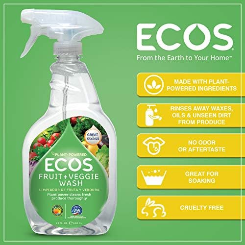 Fruta não tóxica do ECOS® + lavagem vegetariana: garrafa de spray de 22 onças por produtos para amigas da Terra