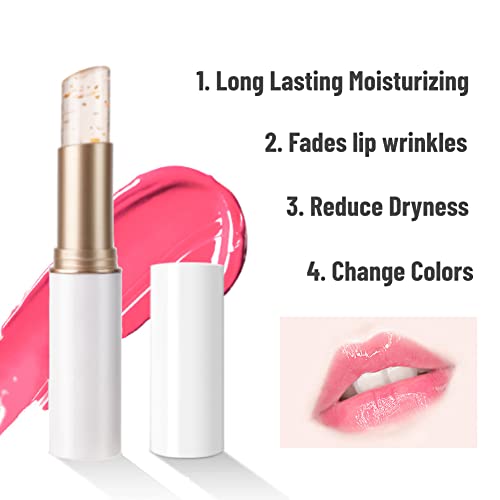 Conjunto de batom de alteração de cor de dulele, 3 peças de temperatura mágica Alterar o brilho labial Lip Gloss Longa Lip Lip Balm