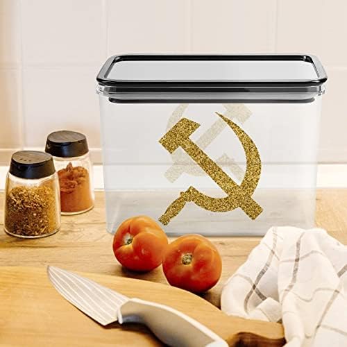 Hammer e foice URSS Caixa de armazenamento de plástico URSS Recipientes de armazenamento de alimentos com tampas de arroz balde selado