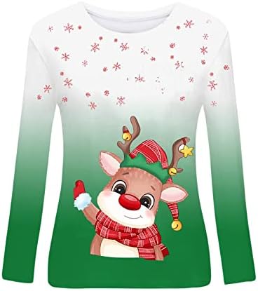 Qtthzzr plus size moletons para mulheres Manga longa Crew pescoço de Natal Camisa de impressão gráfica de alce fofa camisa