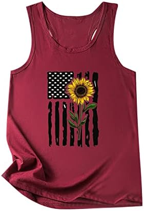 Camisas patrióticas femininas 4 de julho Tampas sem mangas para mulheres American Bandle Tir camiseta EUA Tees Racerback