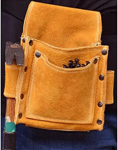 FZZDP Ferramenta de couro de couro de 2 bolso do FZZDP Saco de unhas Punchos de cintura Carpenter