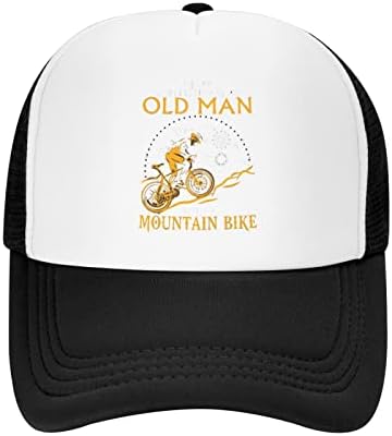 Nunca subestime um homem velho com um slogan de mountain bike adulto chapina de malha ajustável Captura de caminhoneiro para