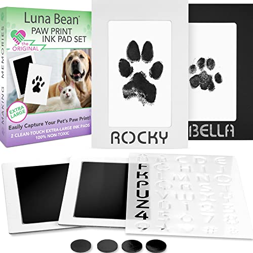 Kit de impressão de pata de feijão Luna - almofada de carimbo de impressão de palha sem bagunça para cães e gatos - kit de impressão