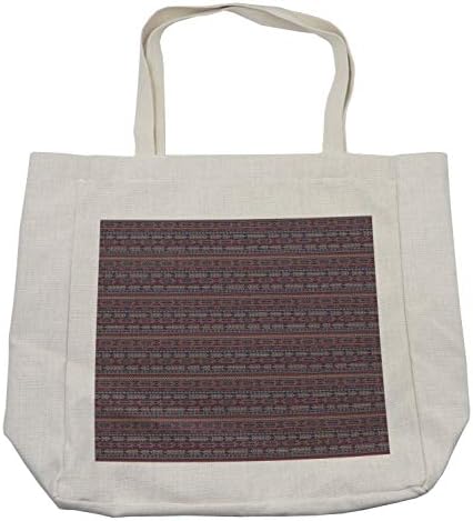 Bolsa de compras étnicas de Ambesonne, padrão ornamental com flechas e triângulos de motivos do folclore, bolsa reutilizável
