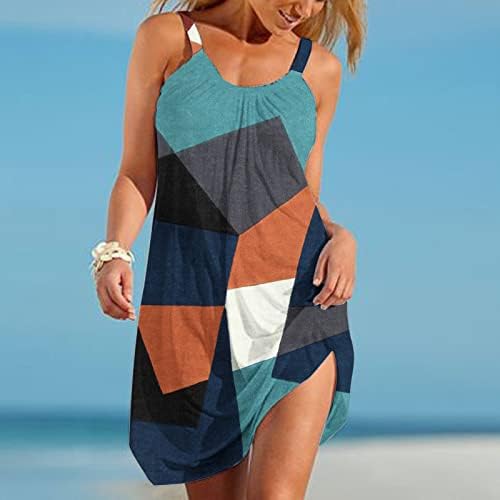 Vestido de verão para mulheres 2023 moda de moda com calça sem mangas do pescoço sexy vestidos de praia de swing swort flowy swing #