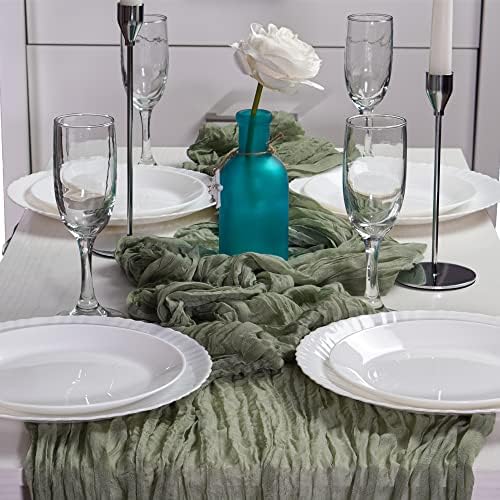 2 PCs Runner de brecha de 13 pés de 13 pés de brecha Boho Galze Table Runner para decoração de cozinha Decoração de noiva e chá de bebê