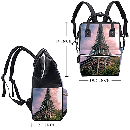 Eiffel Tower Paris Bolsas de fraldas Backpack Mummy Backpack de grande capacidade Bolsa de enfermagem Bolsa de viagem