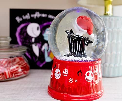 Disney o pesadelo antes do Natal Santa Jack Skellington Globo de neve leve de 6 polegadas com peça de exibição de glitter rodopiante