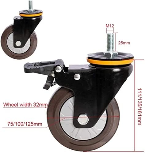 Colera giratória parafuso de borracha Roda de freio universal da roda 3 polegadas 4 polegadas 5 polegadas parafuso Polia da roda