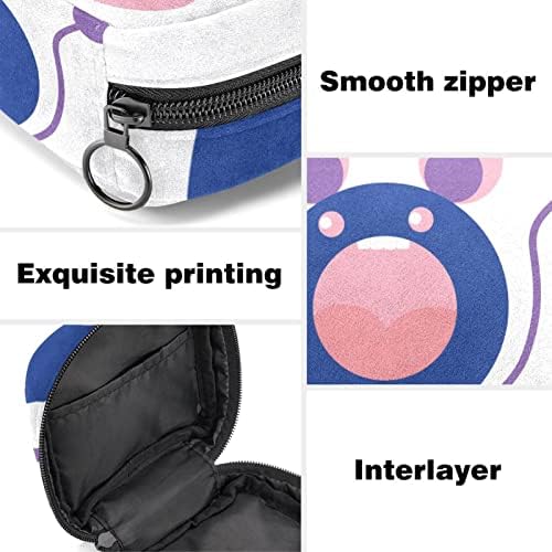 Bolsa de armazenamento de guardanapos sanitários de Oryuekan, bolsas de zíper menstrual reutilizável portátil, bolsa de armazenamento de tampões para mulheres meninas, cartoon animal letra q e mouse