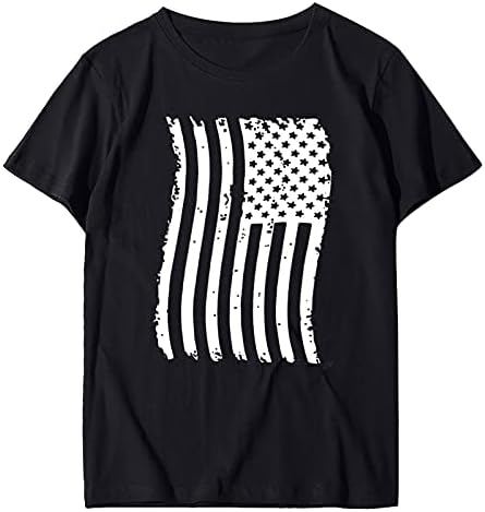 4 de julho camisetas camisetas para mulheres de manga curta V camiseta de pescoço camiseta American Flag Stripes tie-dye blusa patriótica Top