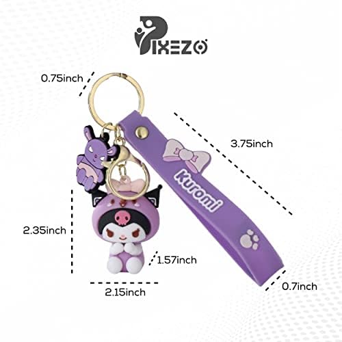 Pixezo Chete Keychain Gift - Kawaii Anime Keychain com Charm Cartoon Kitty, Keychain Ring for Car Key Ring for Girls Women