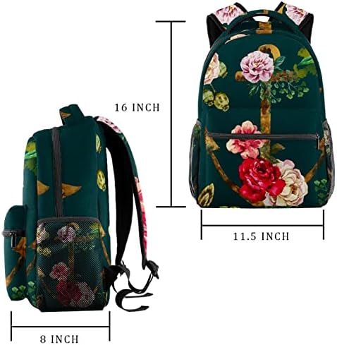 Âncora velha com mochilas de flores para meninos livros escolares da bolsa de viagem de viagem de camping Daypack Rucksack